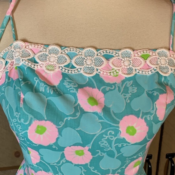 Vintage Lilly Pulitzer The Lilly sundress with eyelet lace trim Vintage Size 10 - Picture 5 of 12